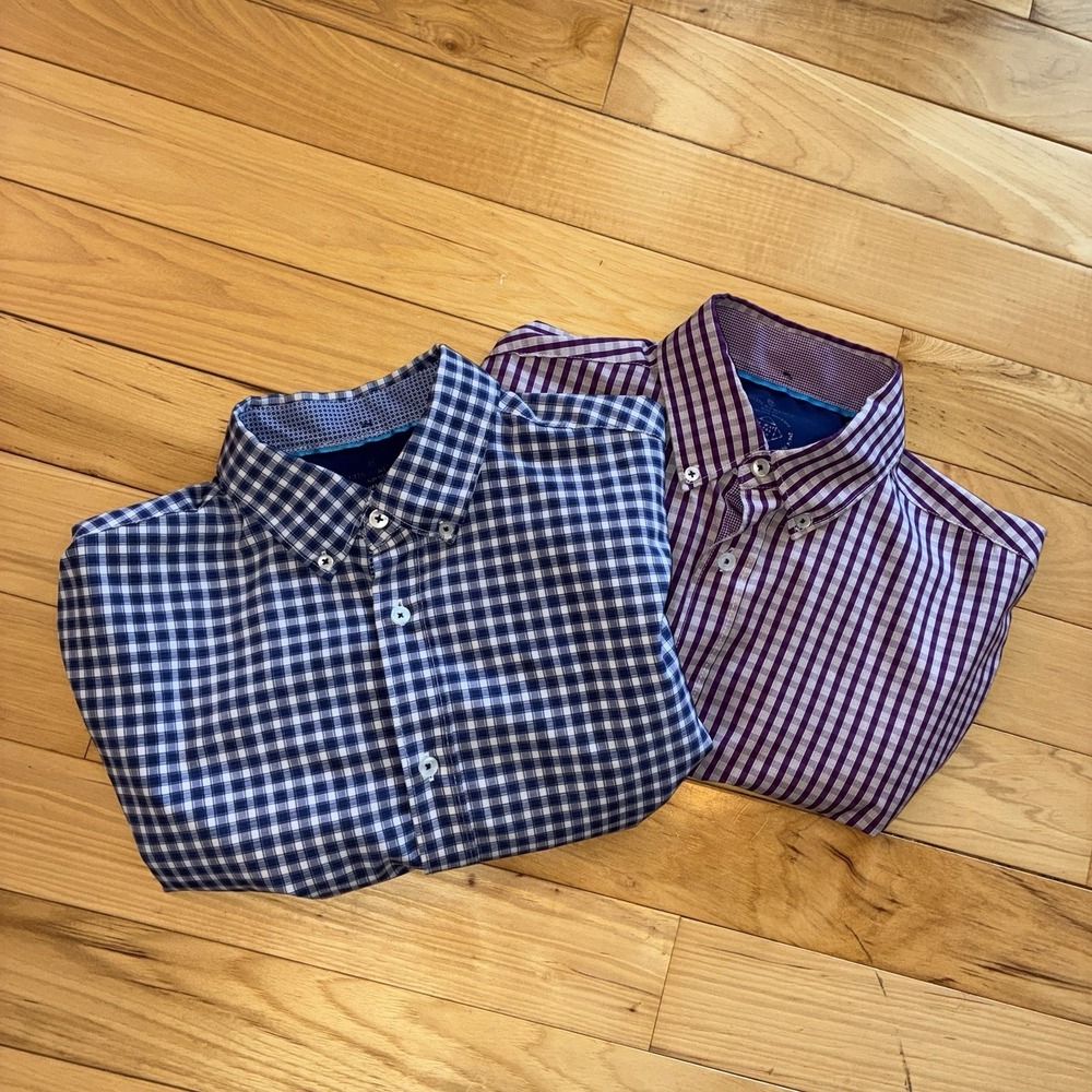 Lot Of 2 Construct Men's Medium Slim Fit 4 Way Stretch Long Sleeve Button Shirt